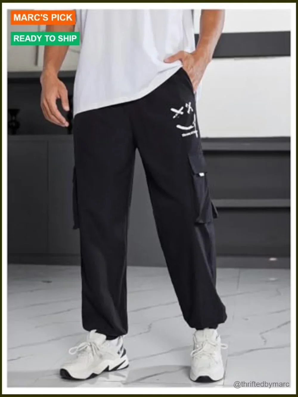 Men's Cargo Joggers with Pockets Pull On Lightweight Street Pants
